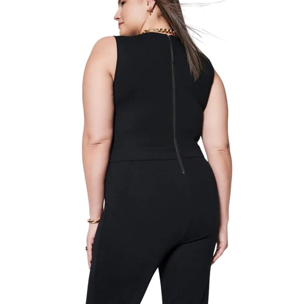 SPANX Size 2X Tall The Perfect Jumpsuit Smoothing Pointe Flare Leg V-Neck Zipper
